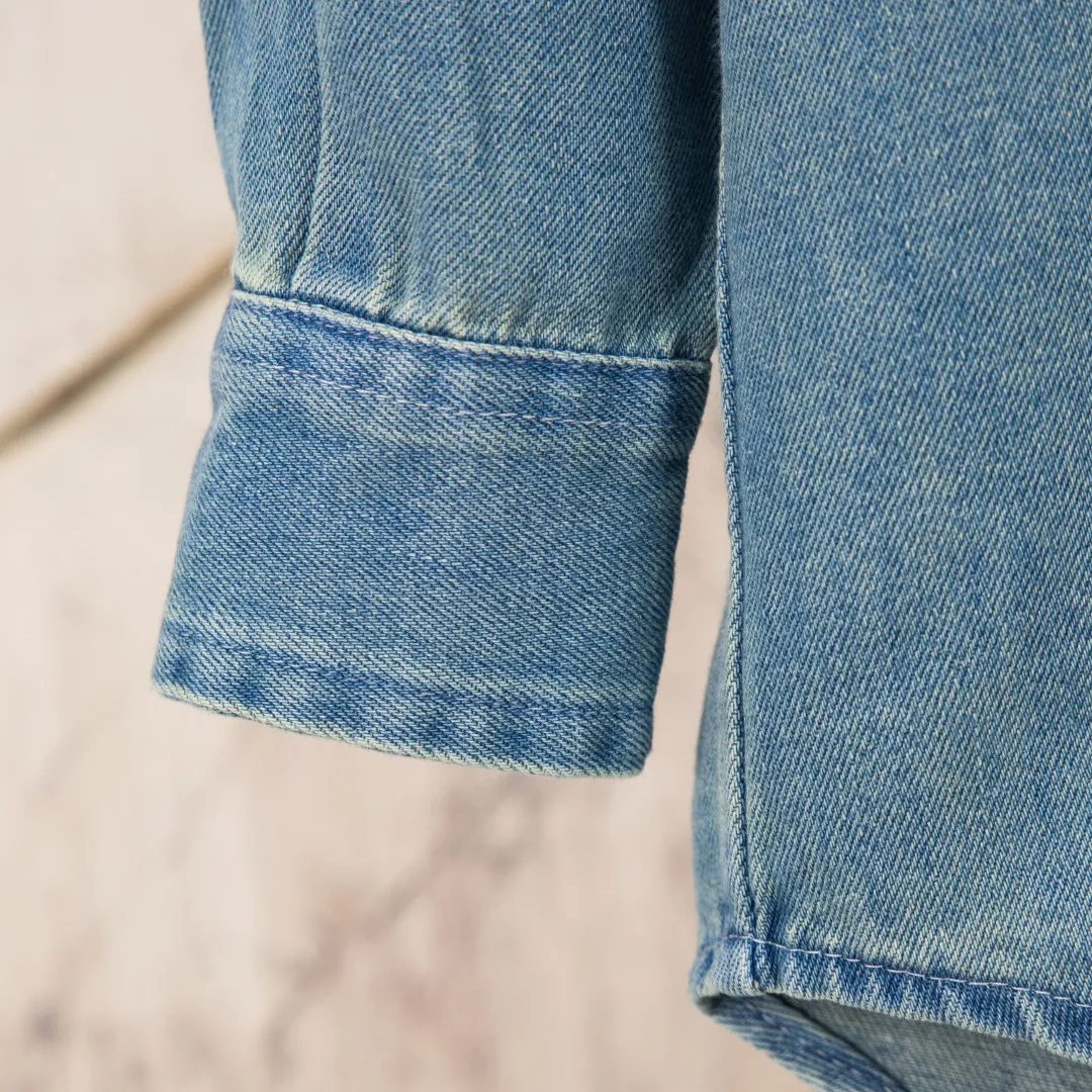 P300 zp version [exclusive supply] - Ralph Lauren/Ralph Lauren Four Seasons classic American retro Vintage style nostalgic washed red label denim long-sleeved shirt - 10X10 OE/super soft denim denim fabric ✅ - 100% restoration of workmanship, apricot three-strand washed thick thread ✅ - Custom dyed original transparent white buttons, size division ✅ - A versatile shirt that can be worn in all seasons, oversized version, translucent fading, can be worn alone It can also be worn as a layer as a coat or as an inner layer of a sweater. It has a slightly aged look and is washed and faded. It is naturally white. The upper body is retro and casual. It can save the mismatch. Color: Denim Blue Size: S M L XL Number: WW10741